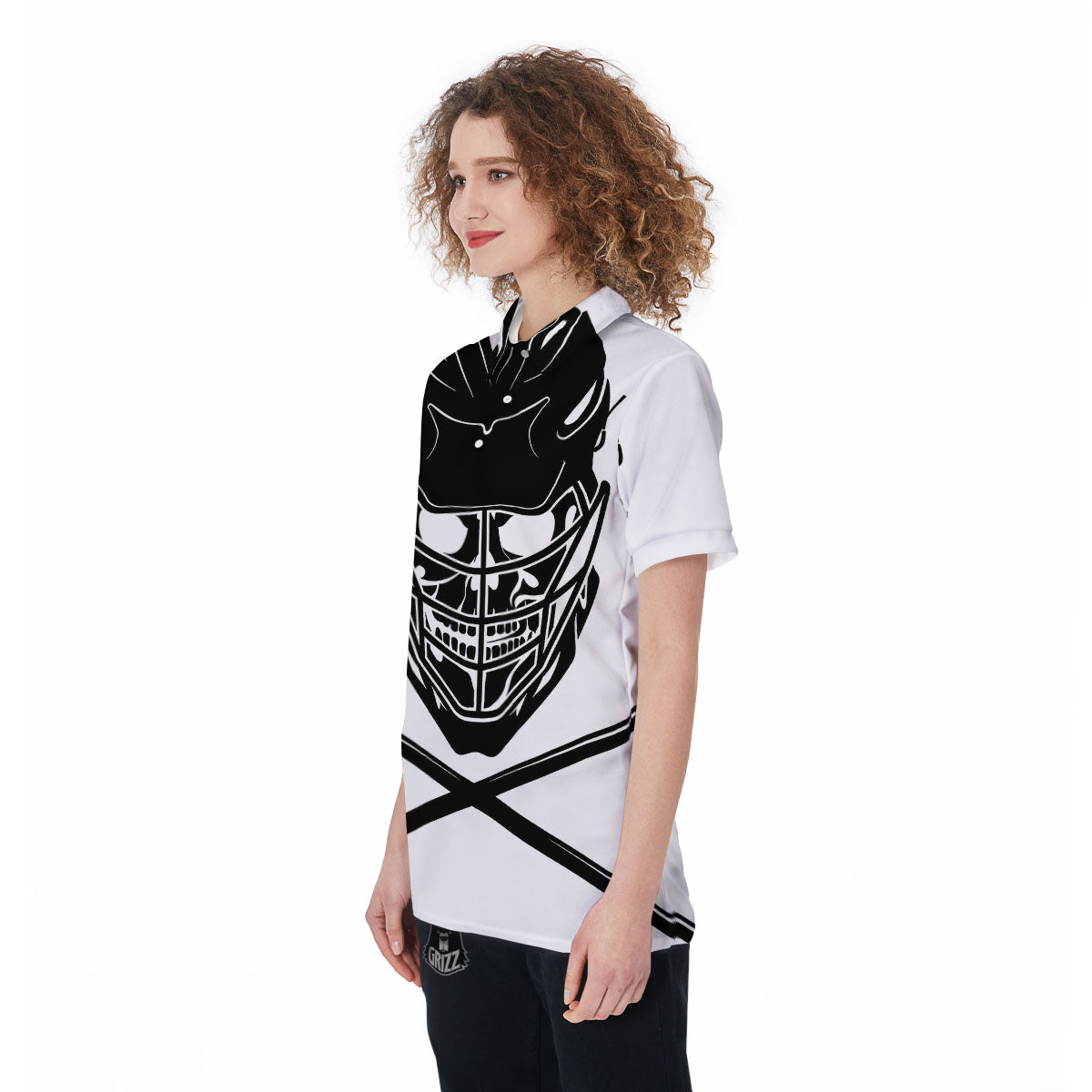 Skull Lacrosse Print Women's Golf Shirts-grizzshop