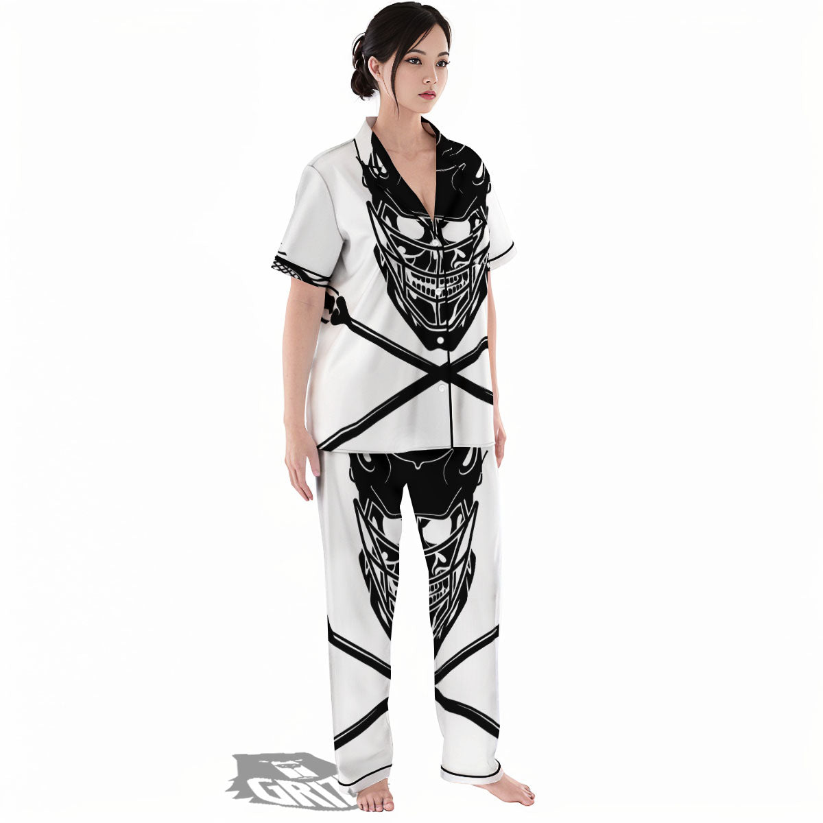 Skull Lacrosse Print Women's Pajamas Set-grizzshop