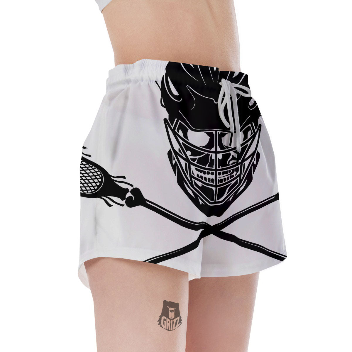 Skull Lacrosse Print Women's Shorts-grizzshop