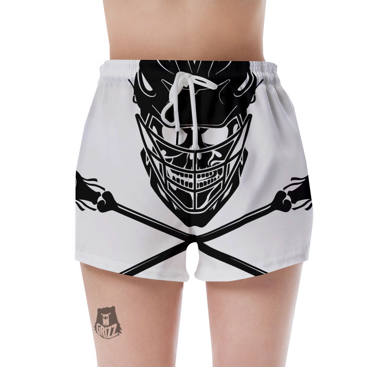 Skull Lacrosse Print Women's Shorts-grizzshop