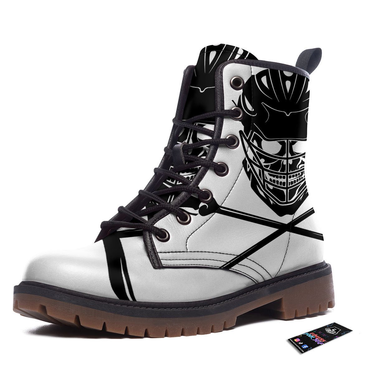 Skull Lacrosse Print Work Boots-grizzshop