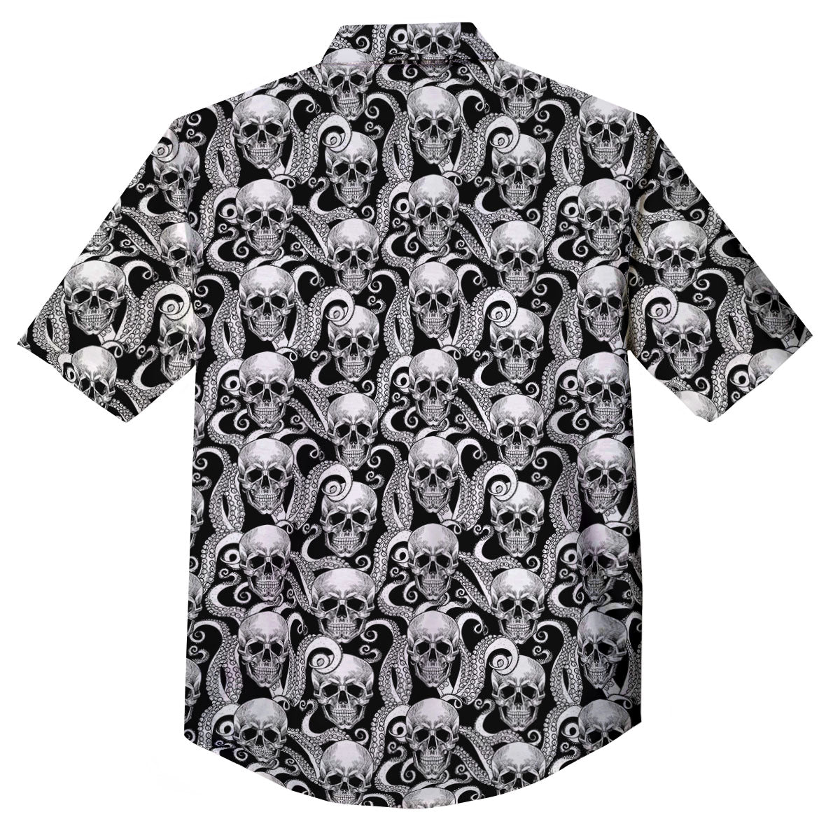 Skull Octopus Tentacles Print Pattern Button Up Shirt-grizzshop