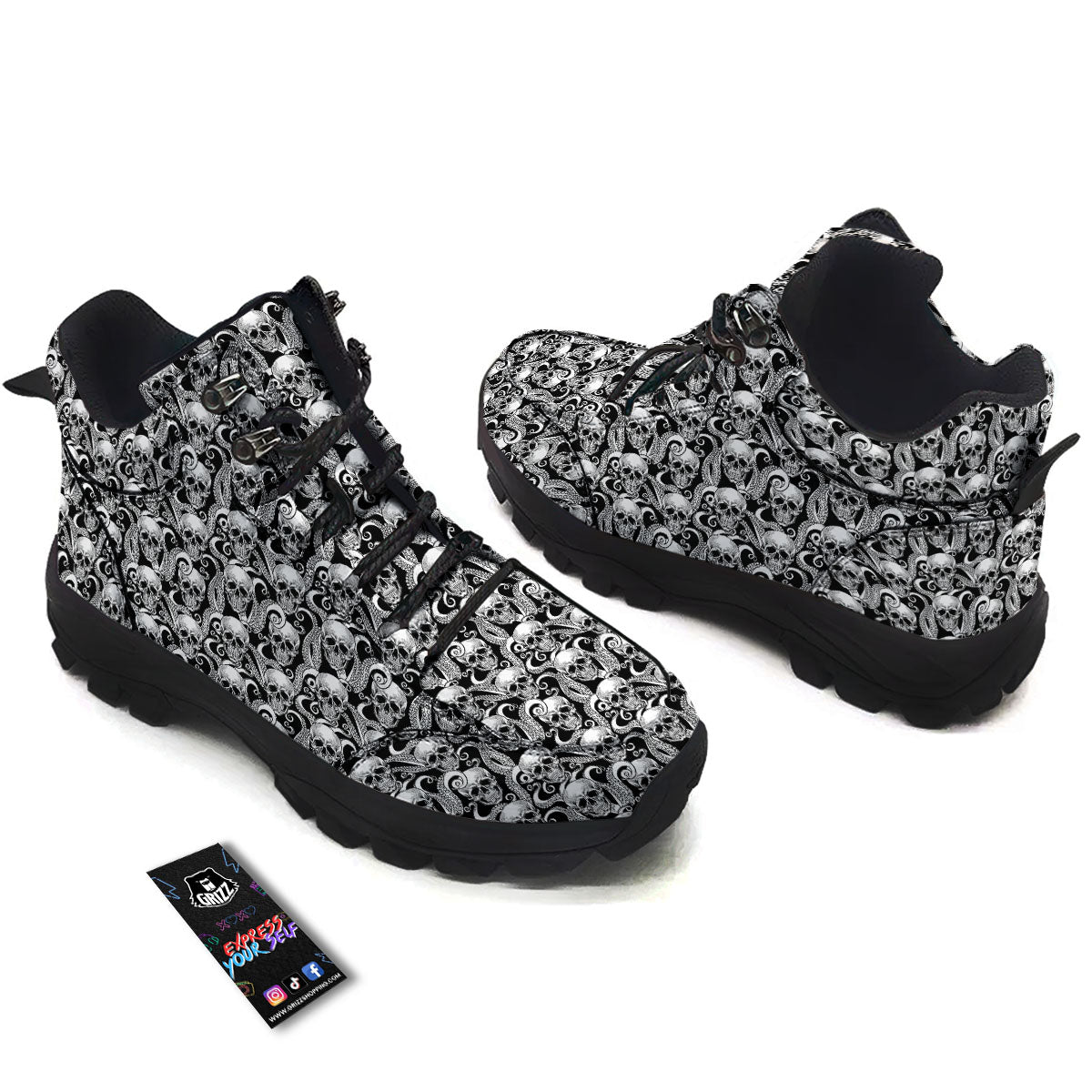 Skull Octopus Tentacles Print Pattern Hiking Shoes-grizzshop