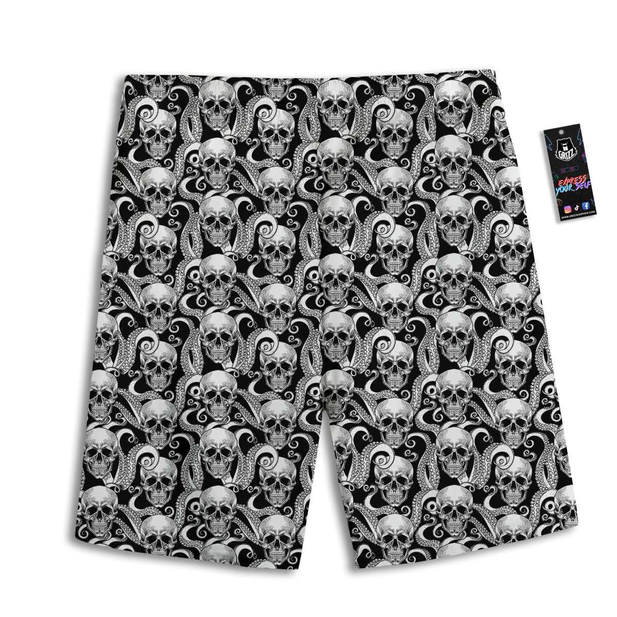 Skull Octopus Tentacles Print Pattern Men's Athletic Shorts