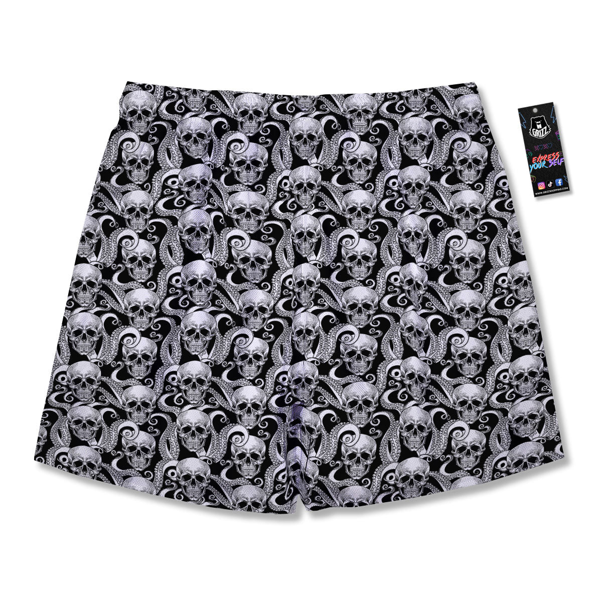 Skull Octopus Tentacles Print Pattern Men's Running Shorts-grizzshop