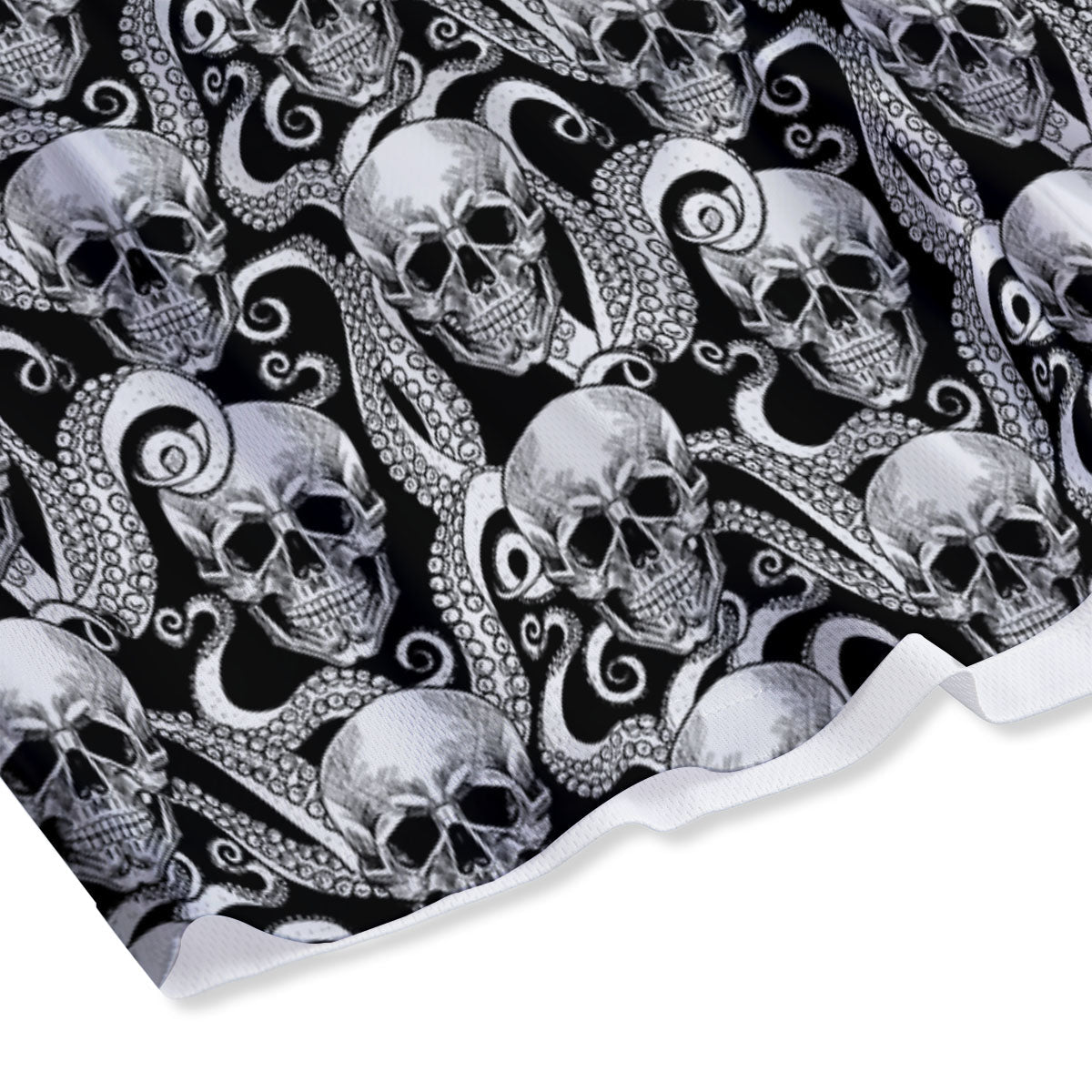 Skull Octopus Tentacles Print Pattern Mesh Shorts