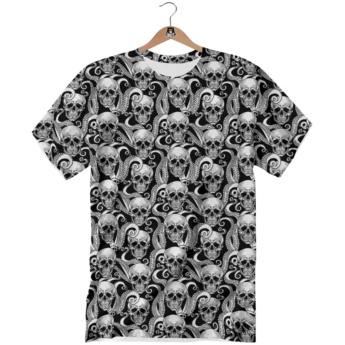 Skull Octopus Tentacles Print Pattern T-Shirt-grizzshop
