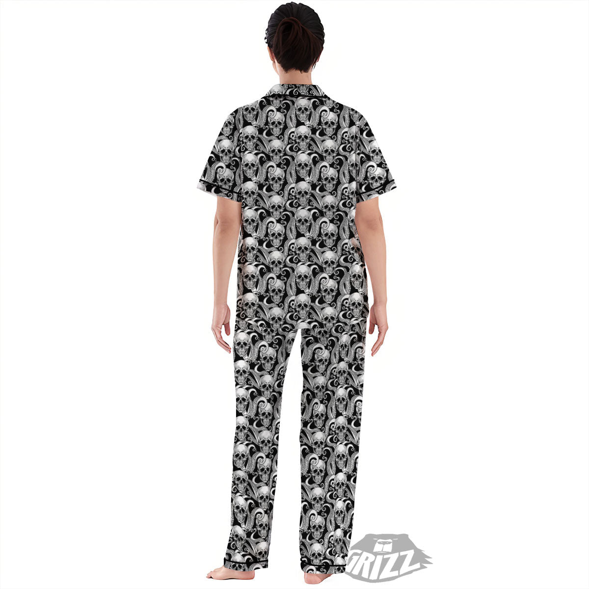 Skull Octopus Tentacles Print Pattern Women's Pajamas Set-grizzshop