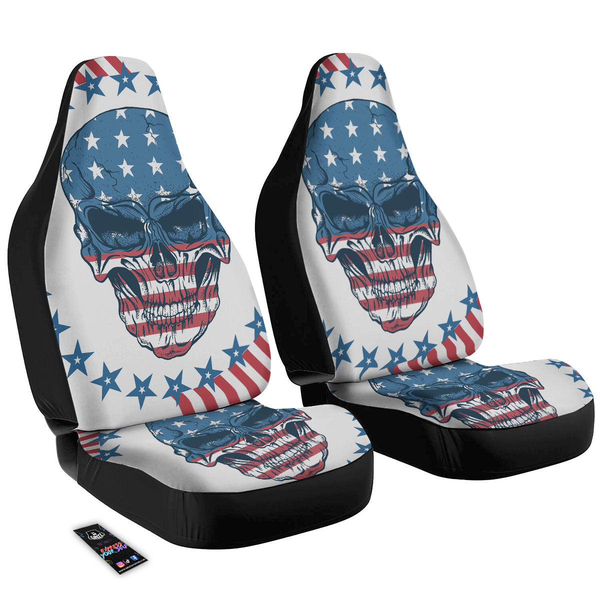 Skull Patriotic American Print Car Seat Covers-grizzshop