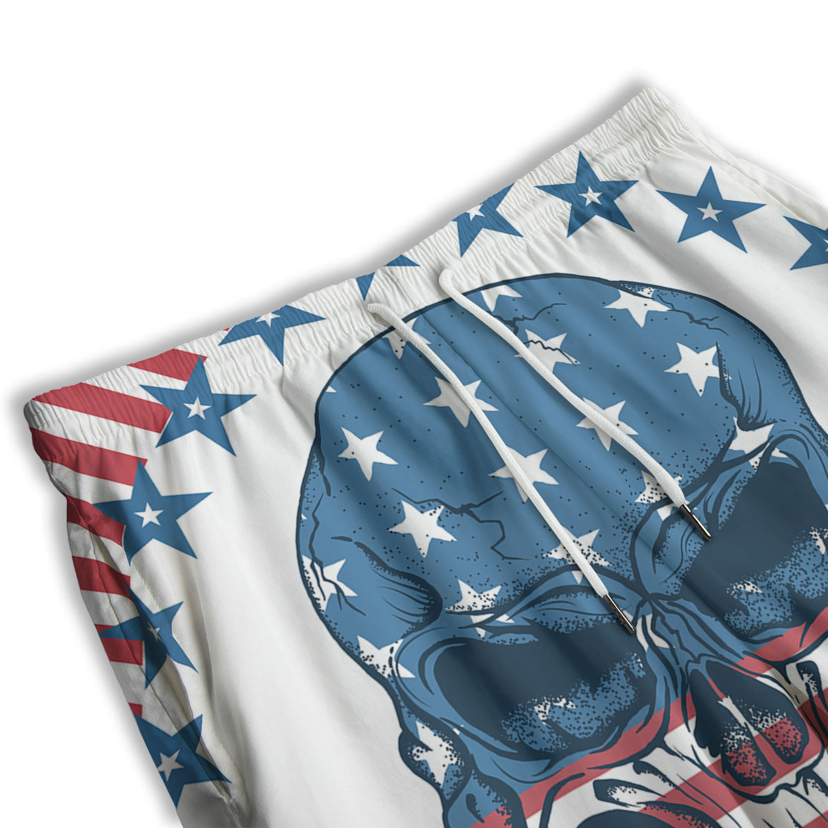 Skull Patriotic American Print Men's Athletic Shorts