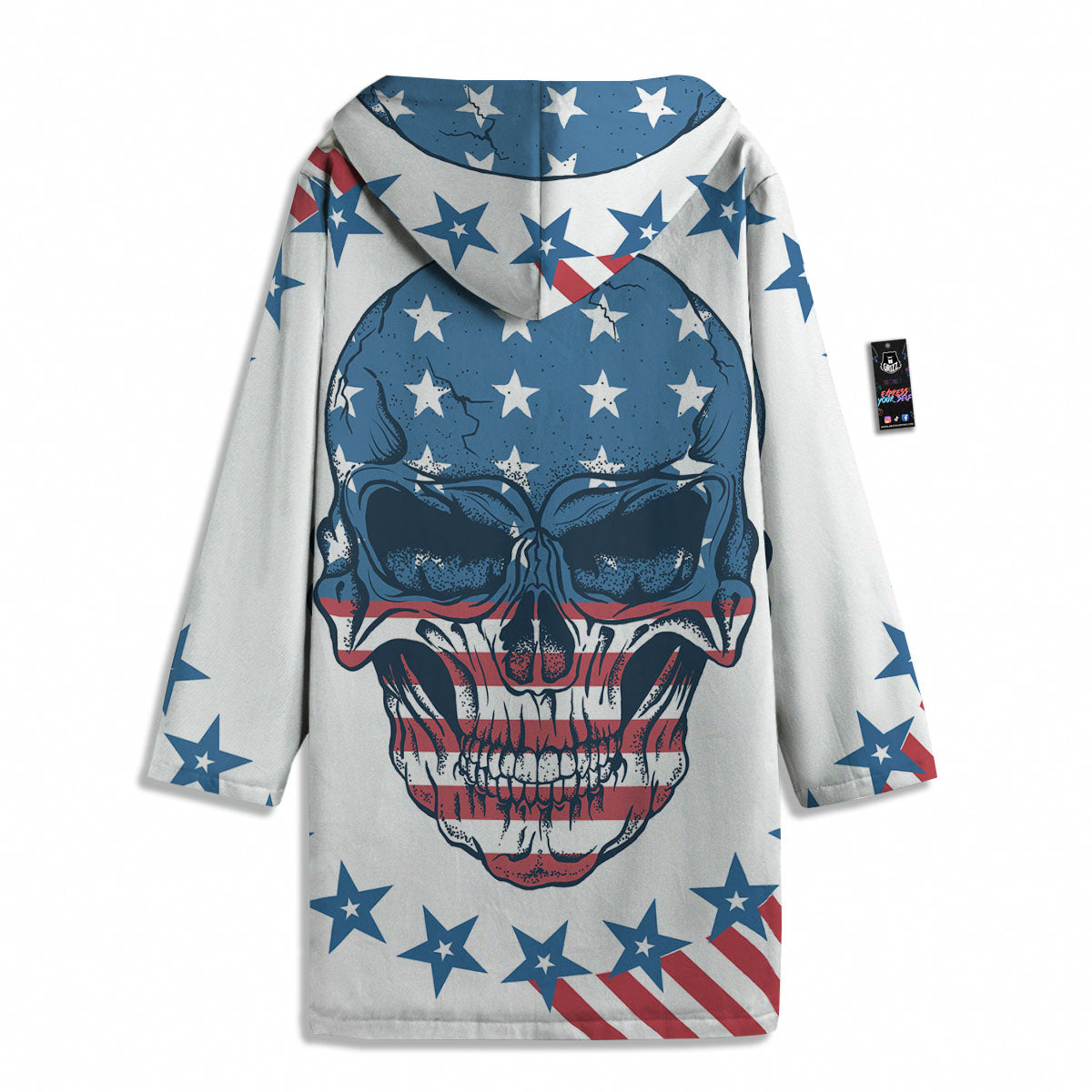 Skull Patriotic American Print Men's Windbreaker Jacket-grizzshop