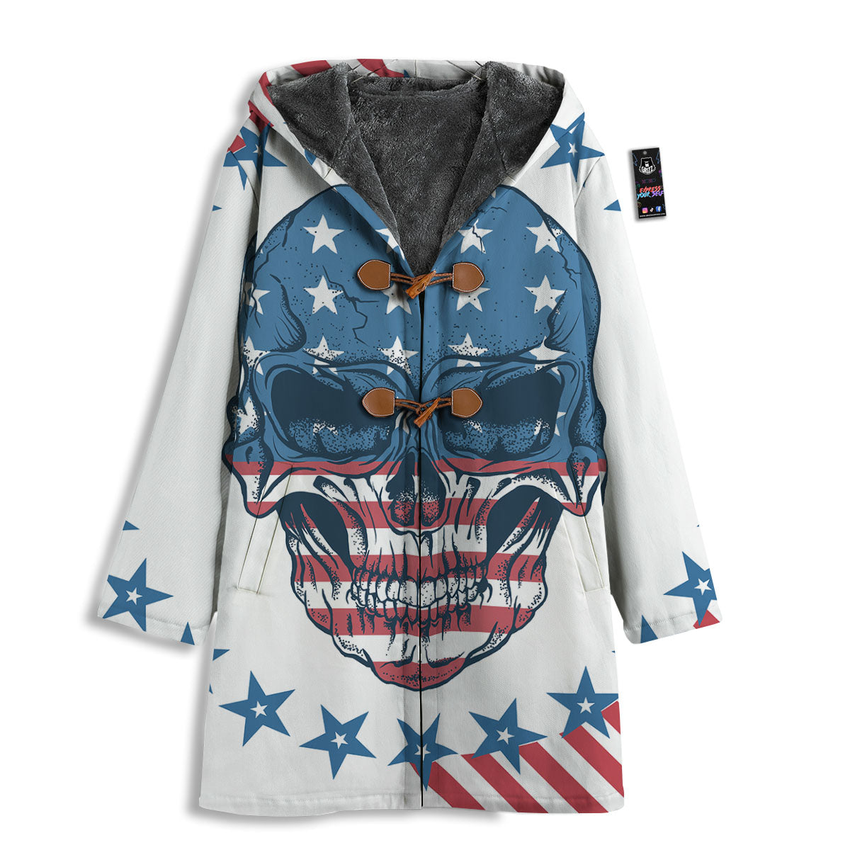 Skull Patriotic American Print Men's Windbreaker Jacket-grizzshop