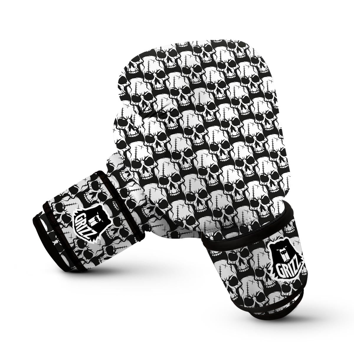 Skull Pattern Print Boxing Gloves-grizzshop