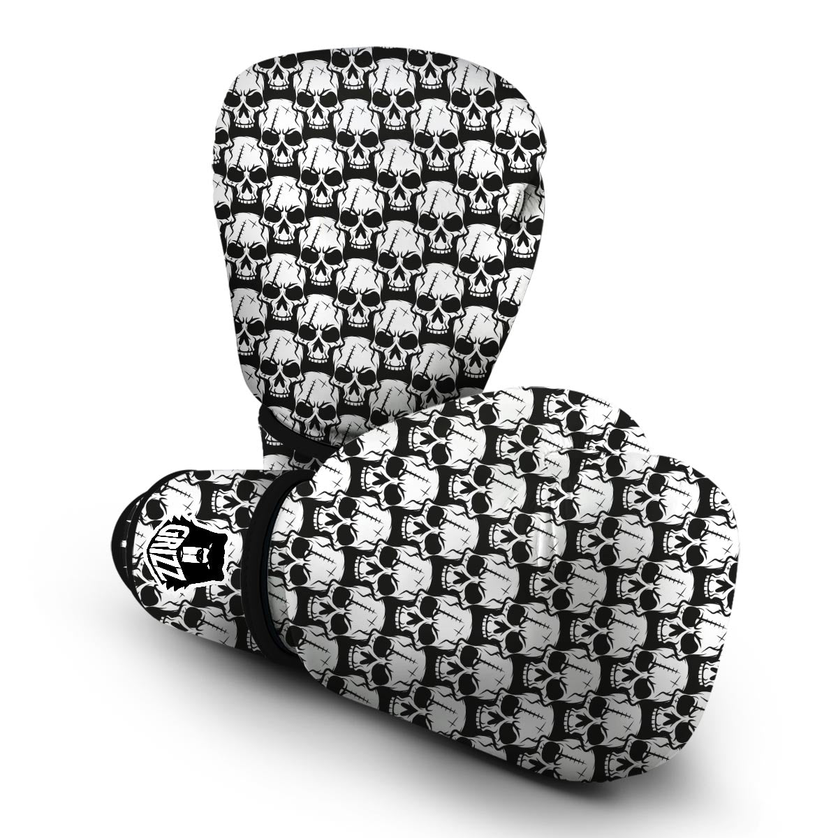 Skull Pattern Print Boxing Gloves-grizzshop