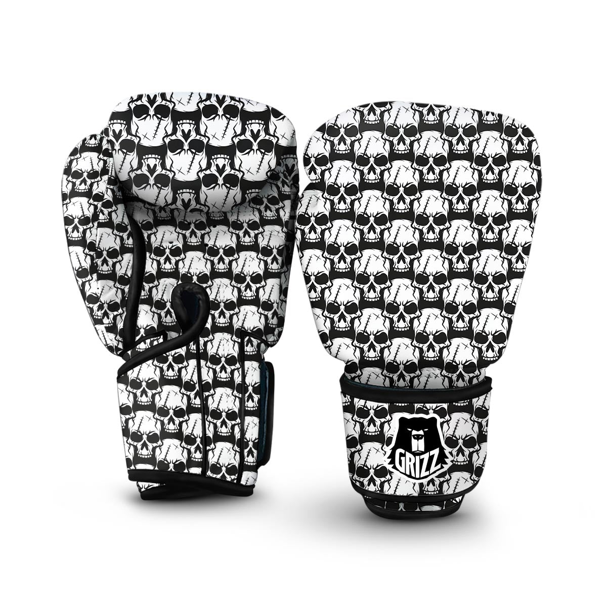 Skull Pattern Print Boxing Gloves-grizzshop