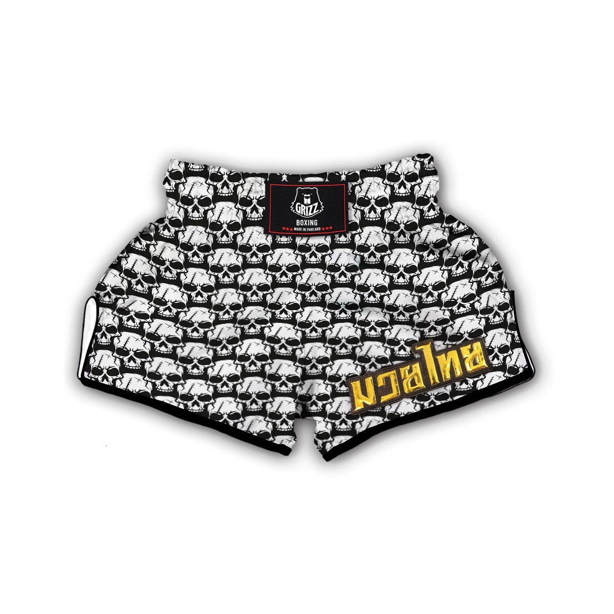 Skull Pattern Print Muay Thai Boxing Shorts-grizzshop