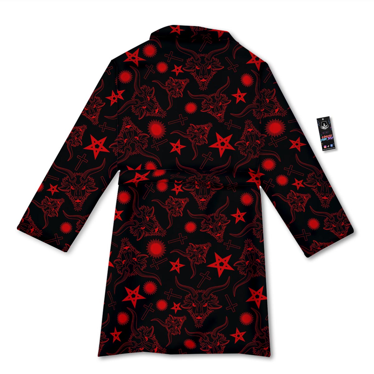 Skull Pentagram Satan Goat Print Pattern Bathrobe-grizzshop