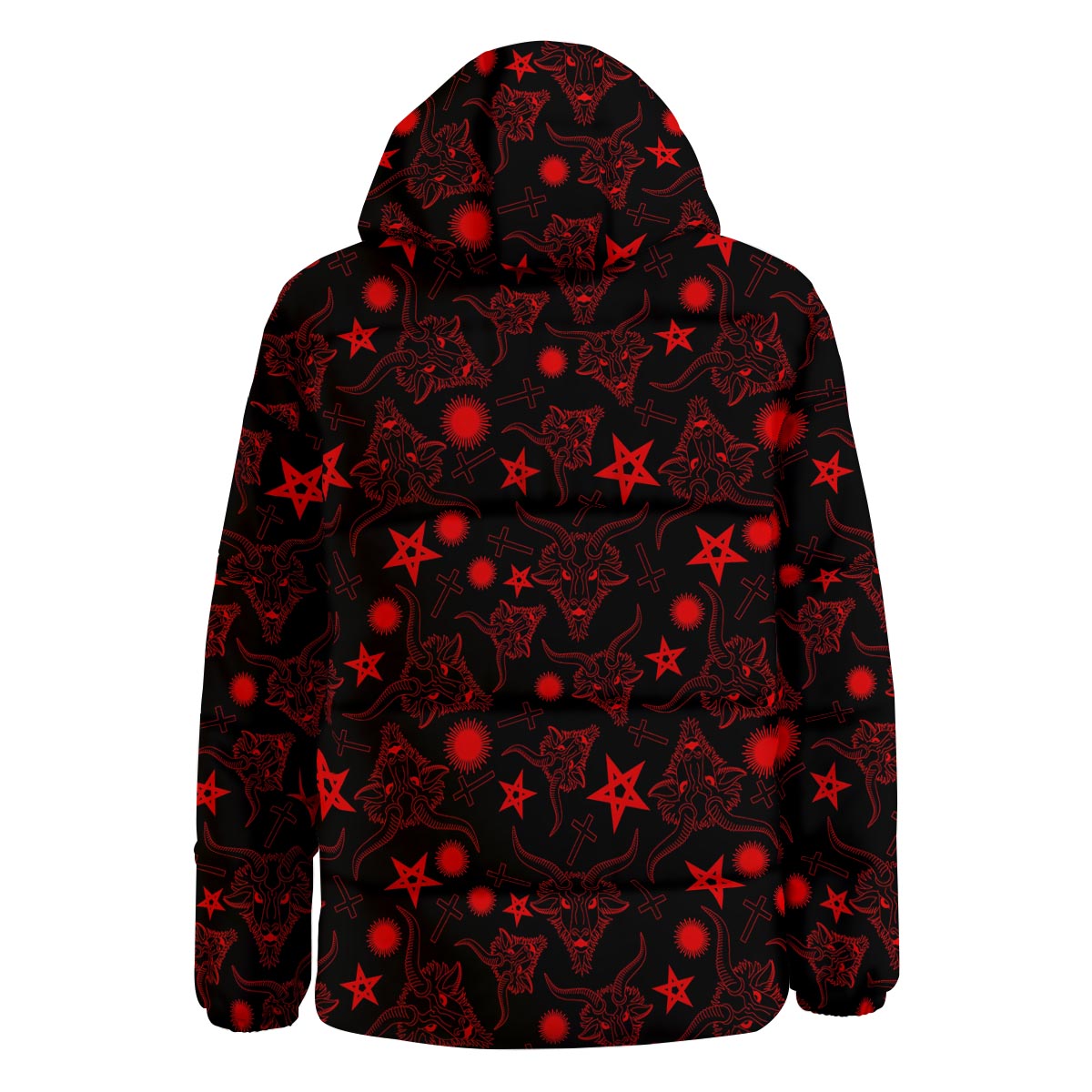 Skull Pentagram Satan Goat Print Pattern Down Jacket-grizzshop