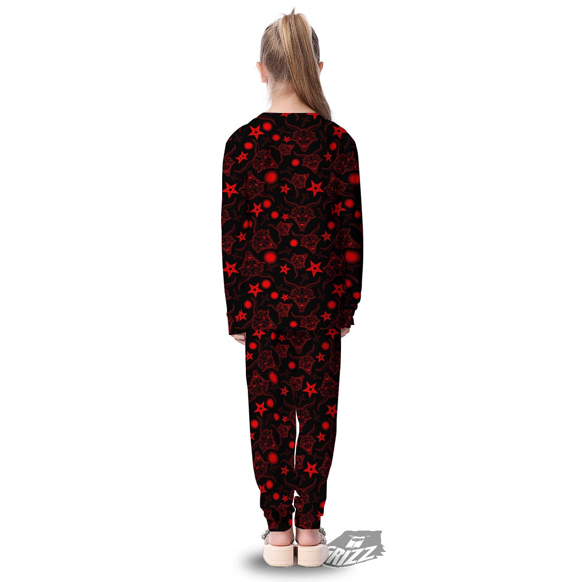Skull Pentagram Satan Goat Print Pattern Kid's Pajamas-grizzshop