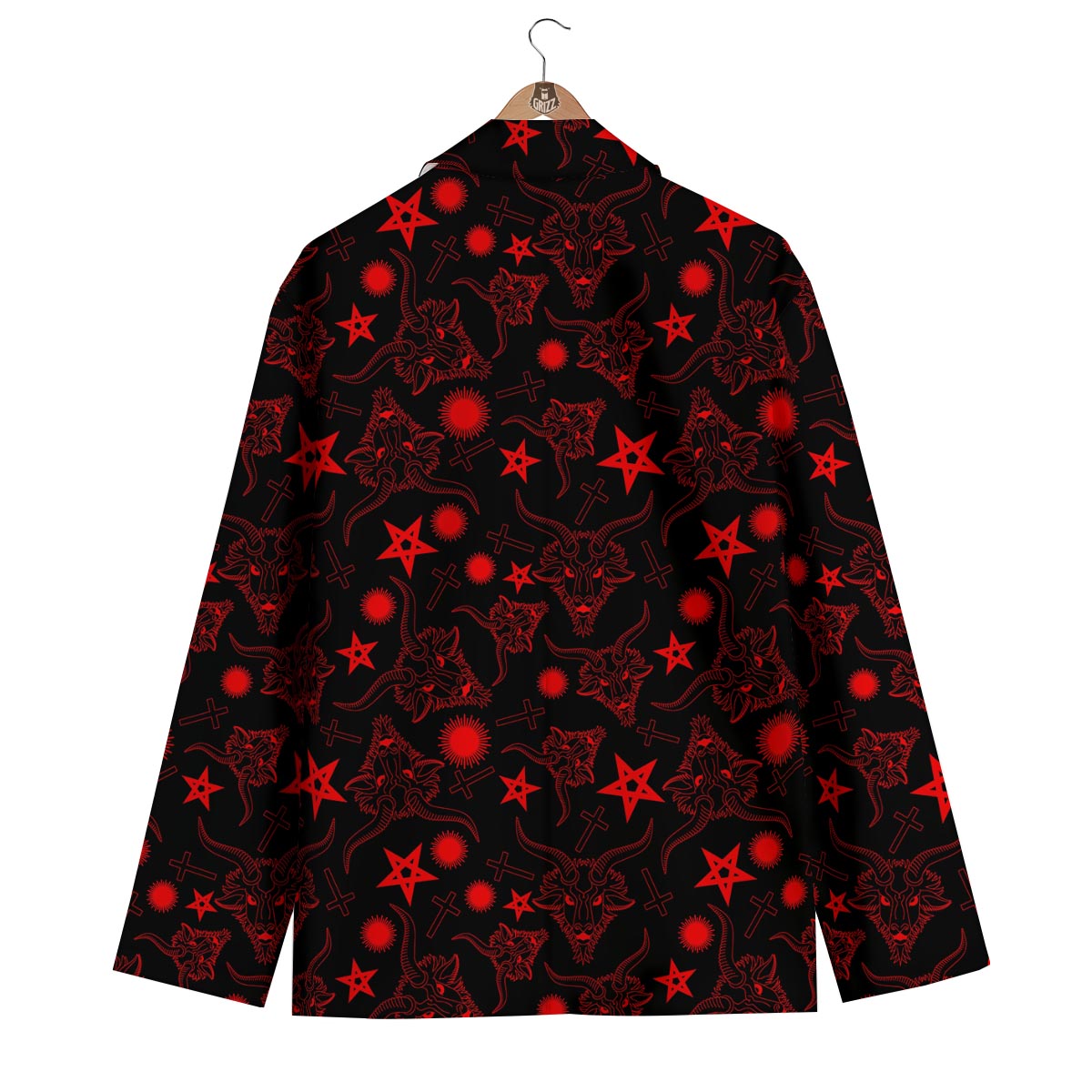Skull Pentagram Satan Goat Print Pattern Men's Blazer-grizzshop