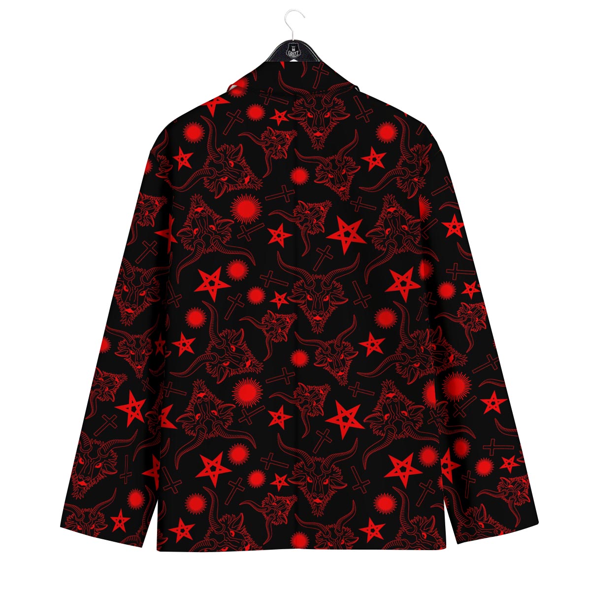 Skull Pentagram Satan Goat Print Pattern Men's Sport Coat-grizzshop