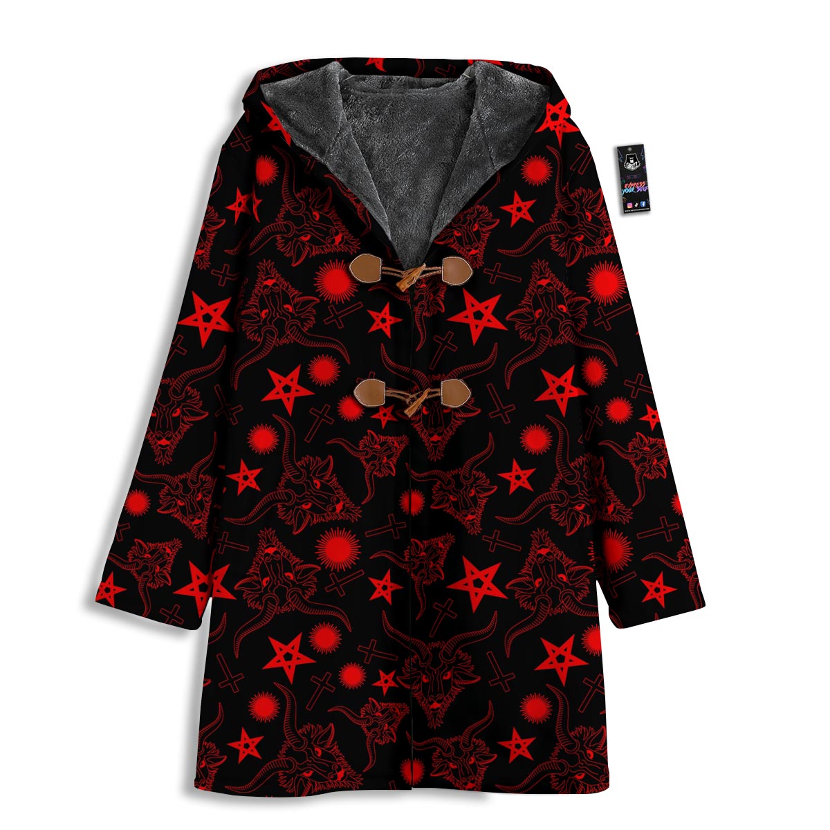 Skull Pentagram Satan Goat Print Pattern Men's Windbreaker Jacket-grizzshop