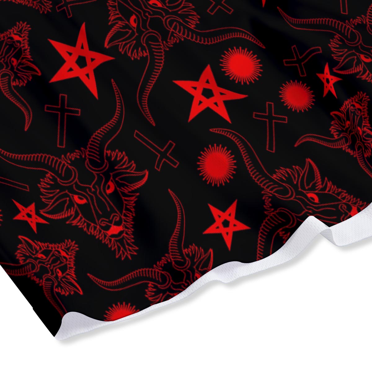 Skull Pentagram Satan Goat Print Pattern Mesh Shorts
