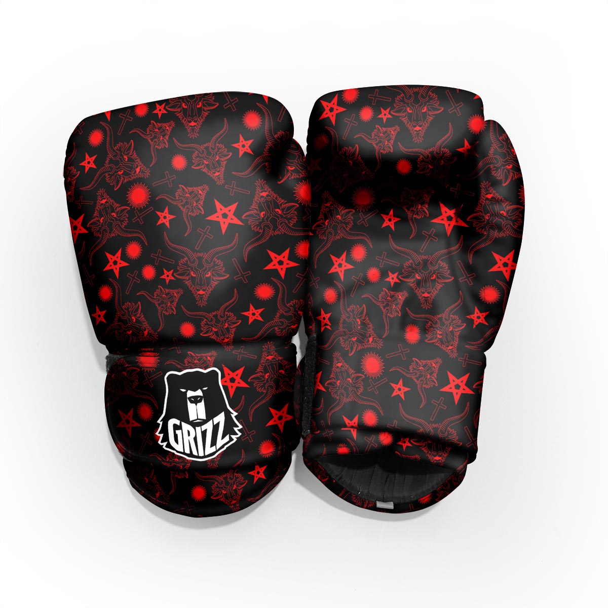 Skull Pentagram Satan Goat Print Pattern Pro Boxing Glove