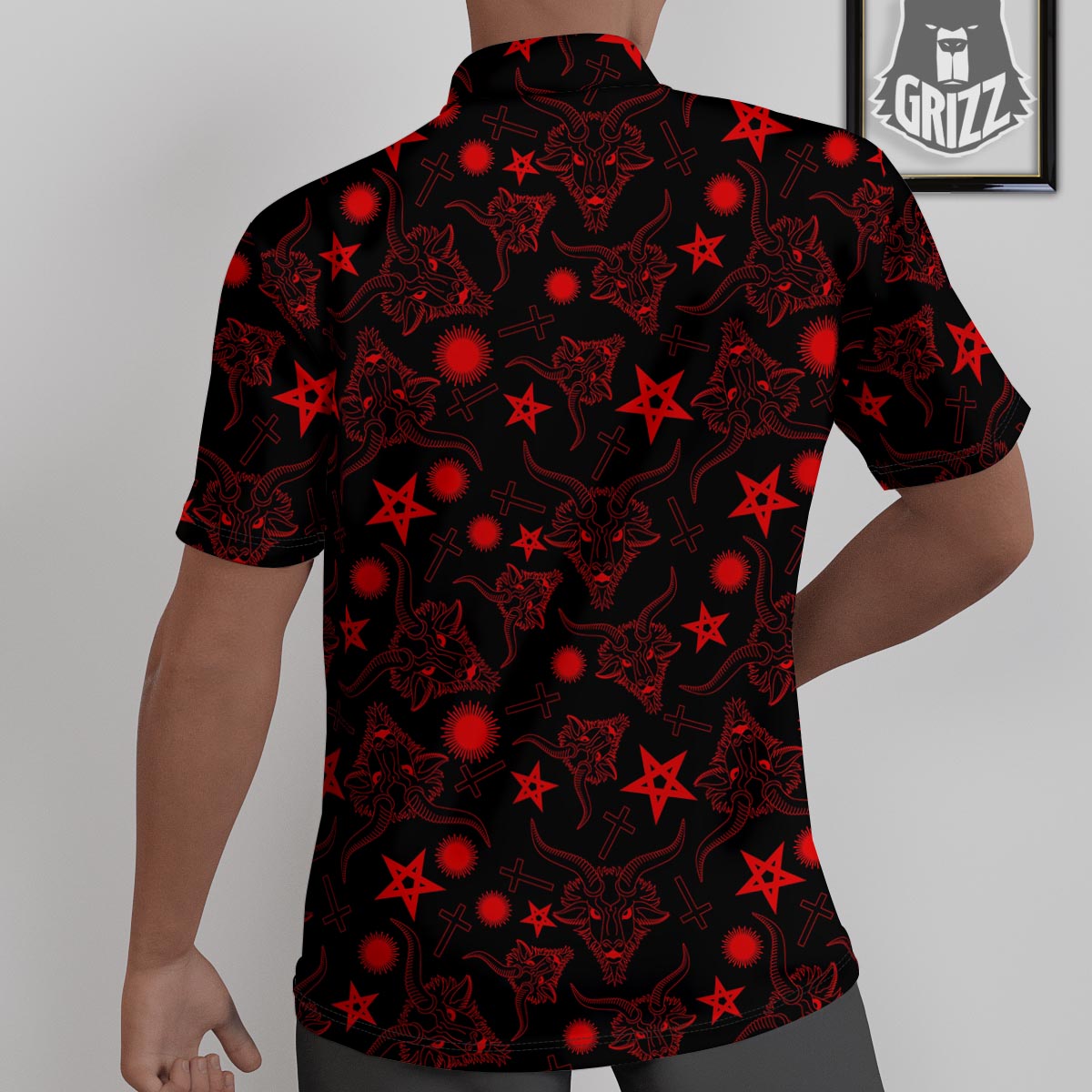 Skull Pentagram Satan Goat Print Pattern Untucked Shirts-grizzshop