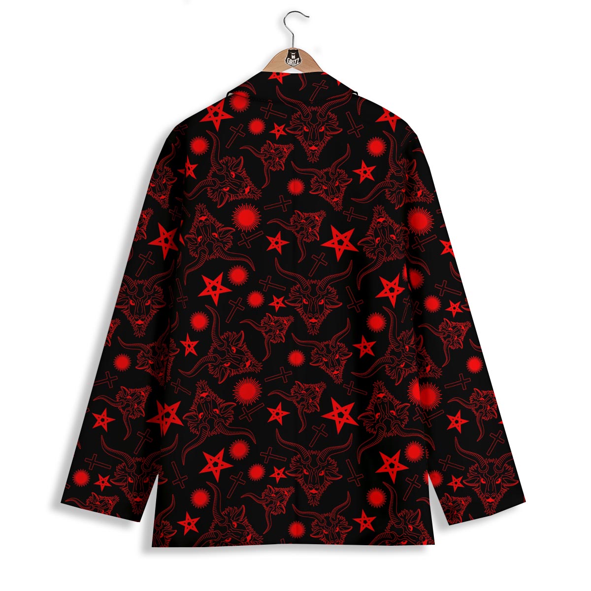 Skull Pentagram Satan Goat Print Pattern Women's Blazer-grizzshop