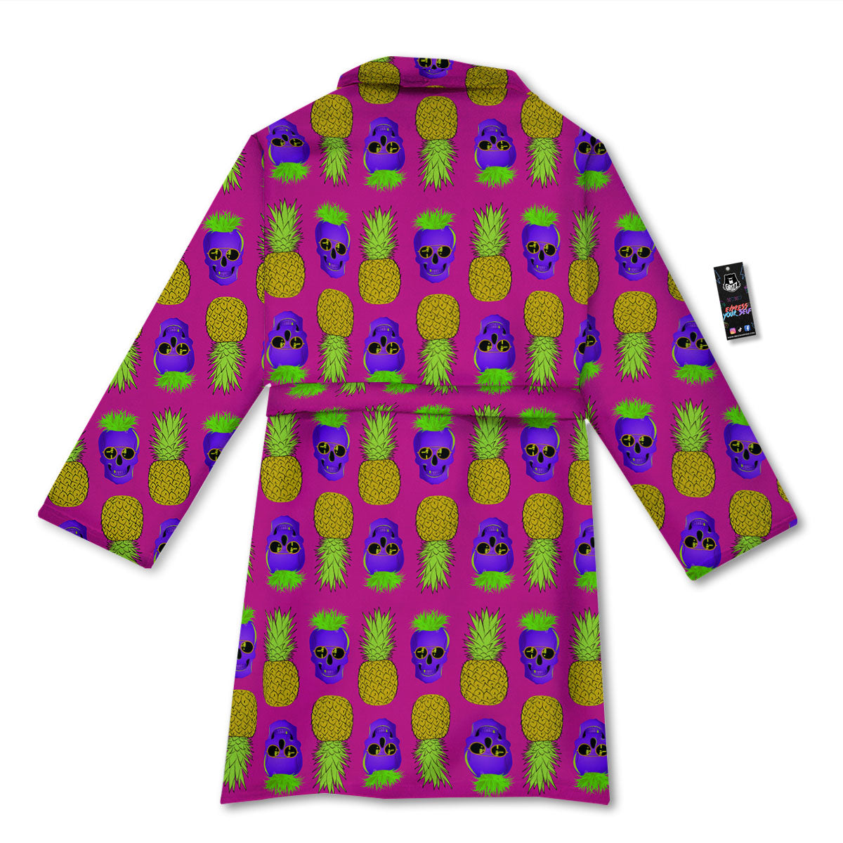 Skull Pineapple Print Pattern Bathrobe-grizzshop