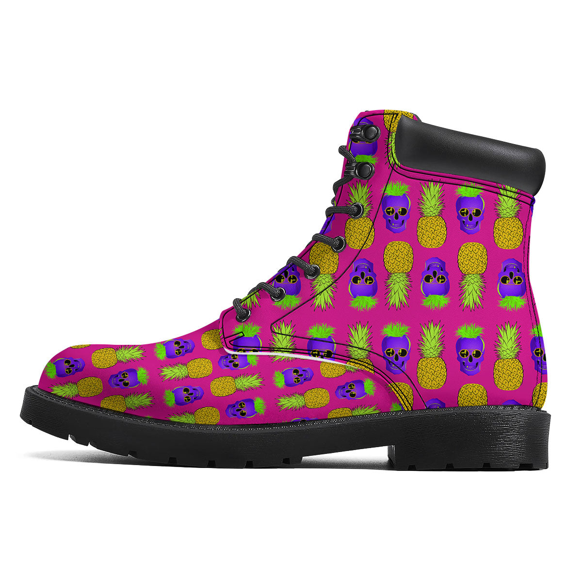 Skull Pineapple Print Pattern Boots-grizzshop