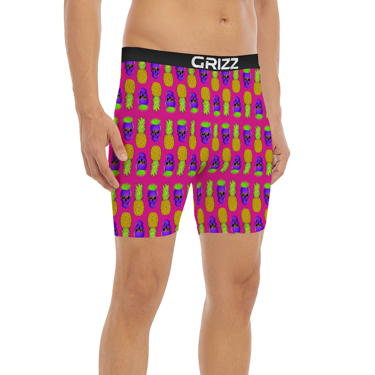 Skull Pineapple Print Pattern Boxer Briefs-grizzshop