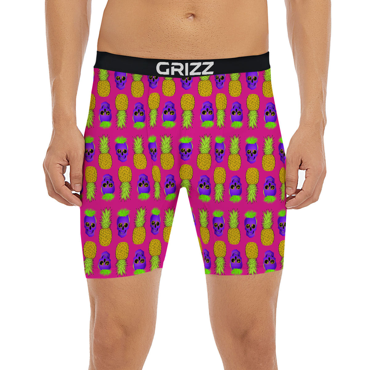 Skull Pineapple Print Pattern Boxer Briefs-grizzshop