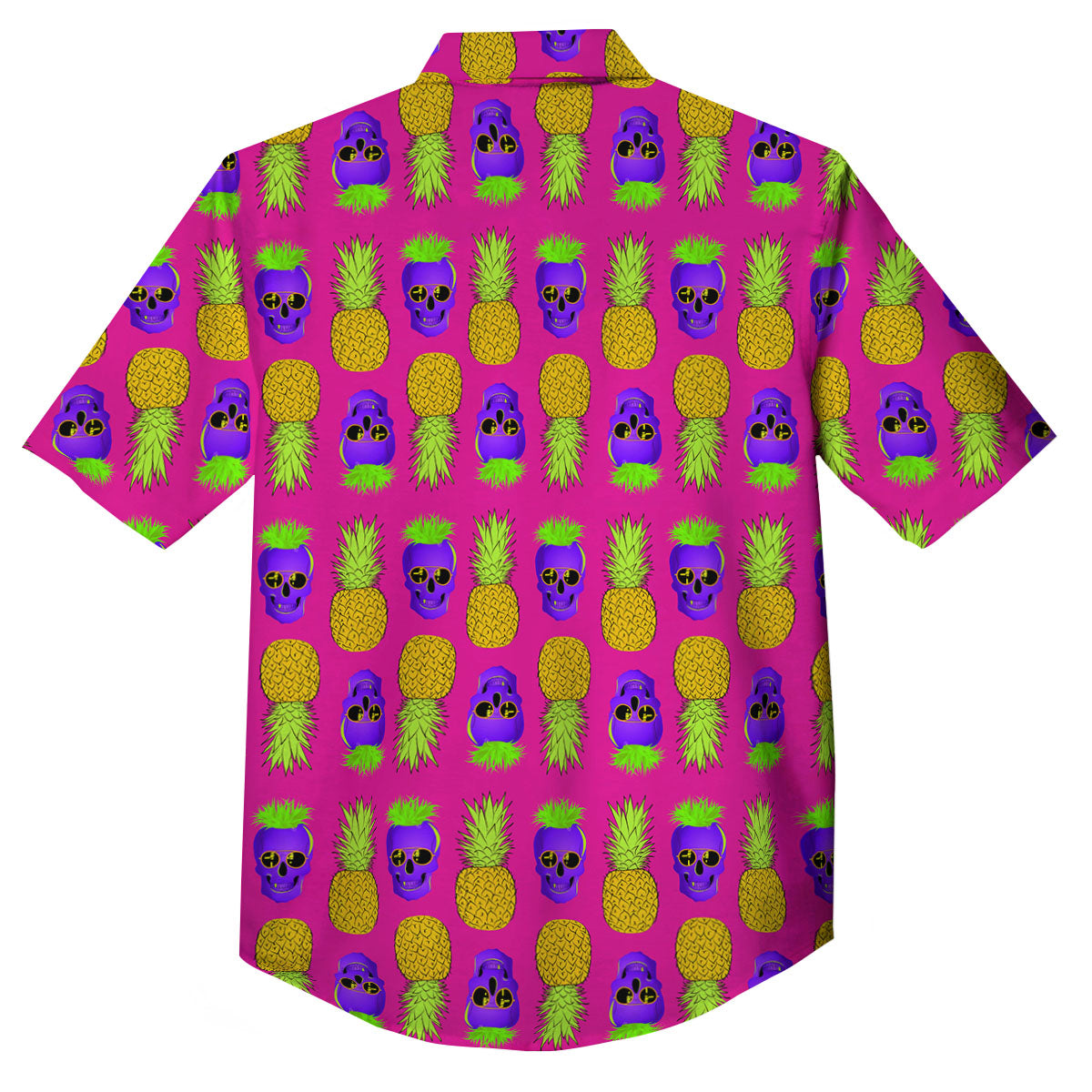 Skull Pineapple Print Pattern Button Up Shirt-grizzshop