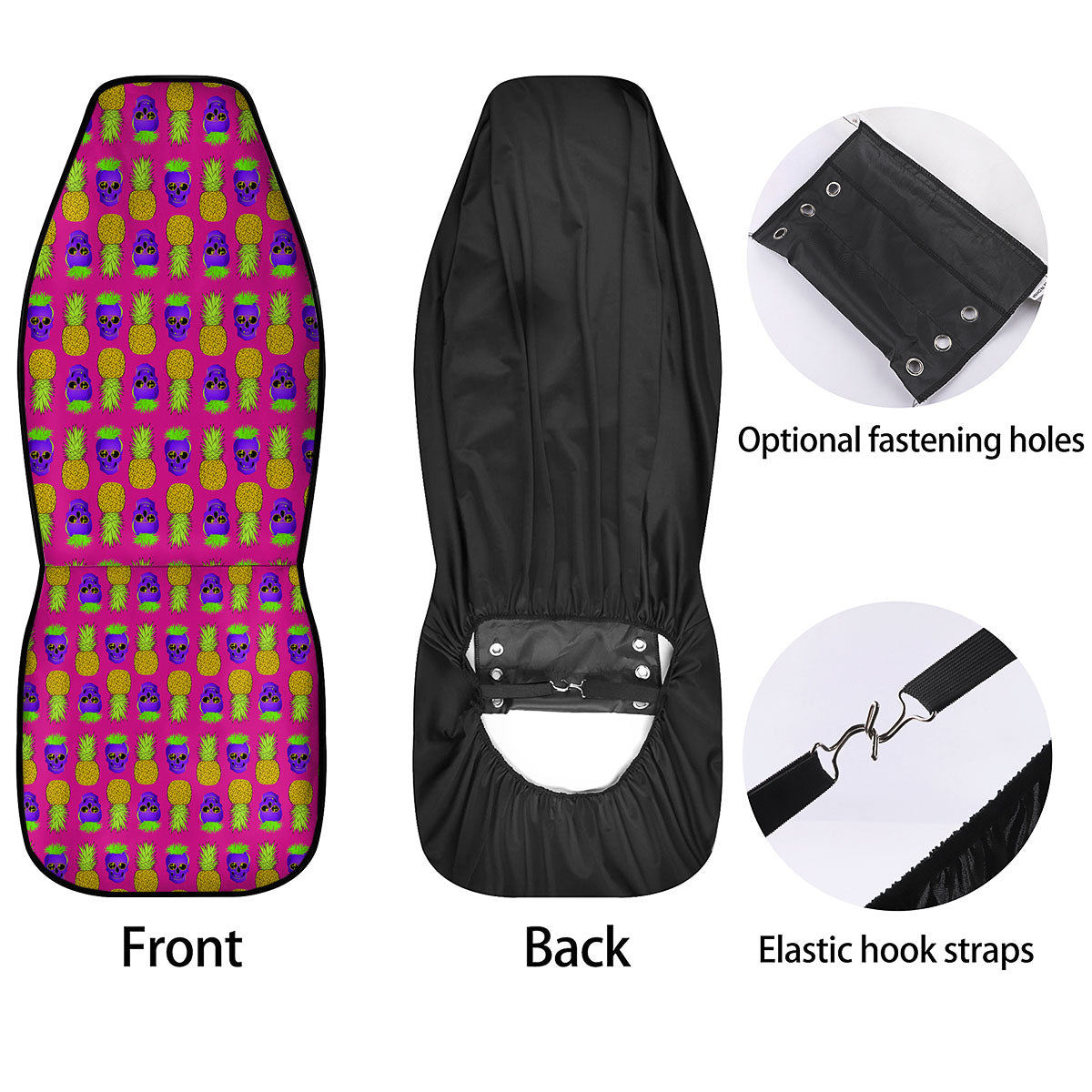 Skull Pineapple Print Pattern Car Seat Covers-grizzshop