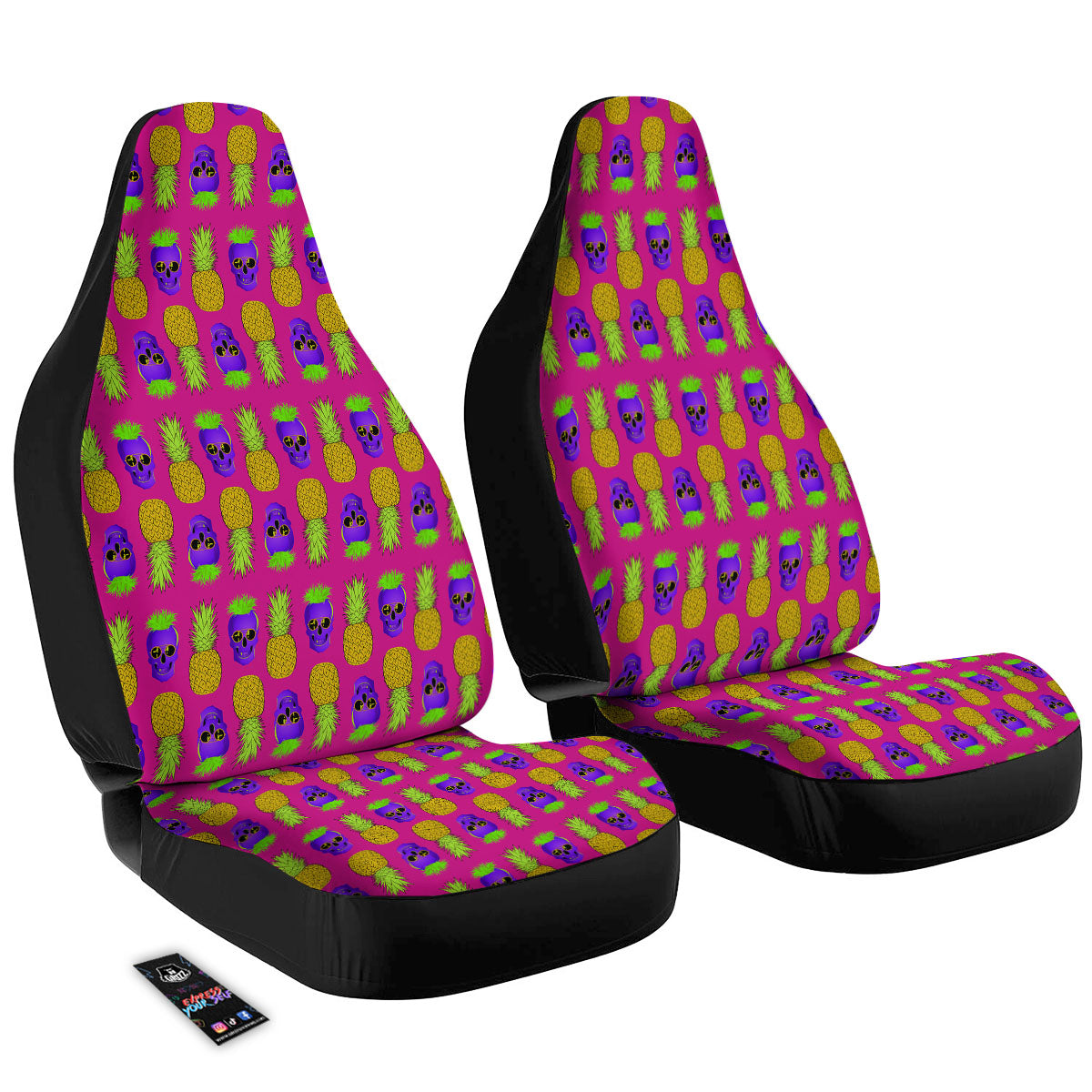 Skull Pineapple Print Pattern Car Seat Covers-grizzshop