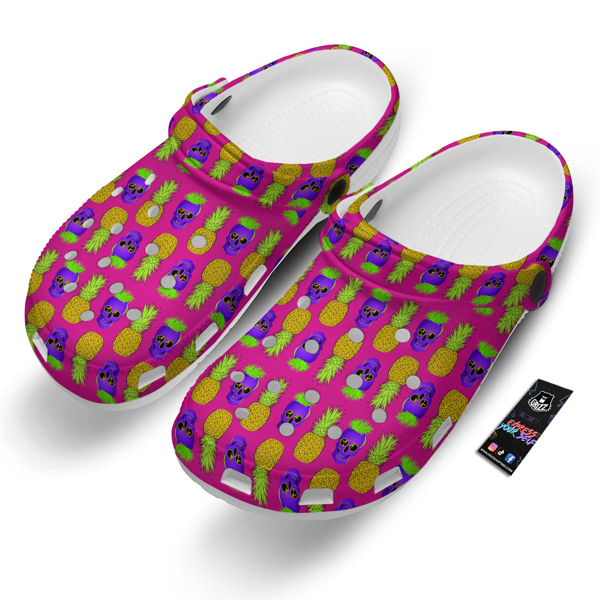 Skull Pineapple Print Pattern Clog-grizzshop