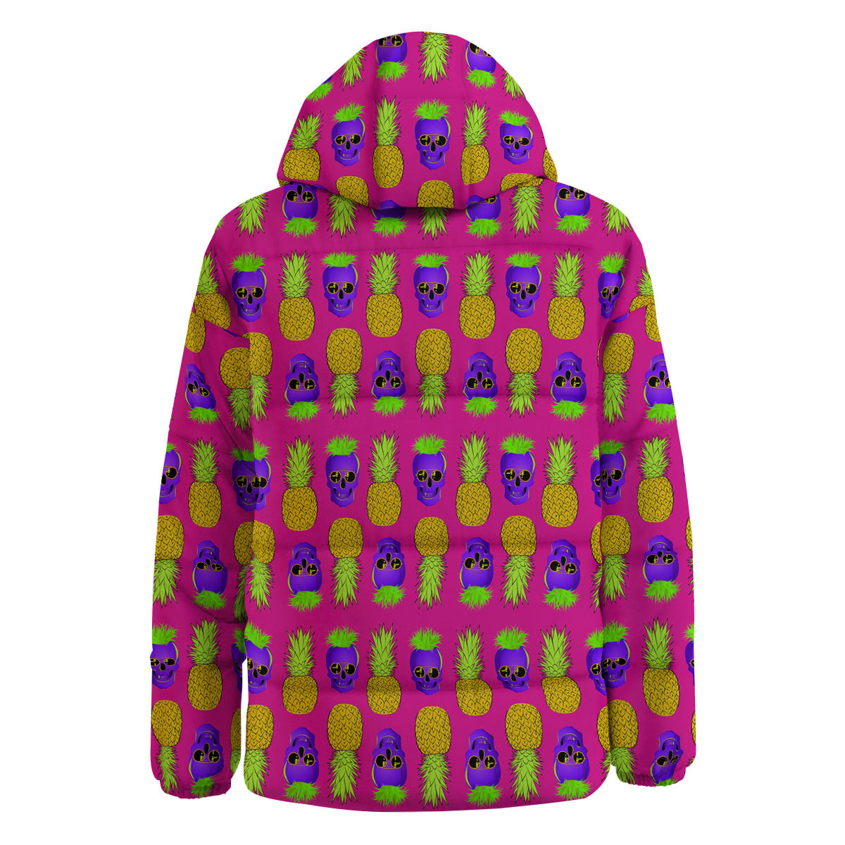 Skull Pineapple Print Pattern Down Jacket-grizzshop