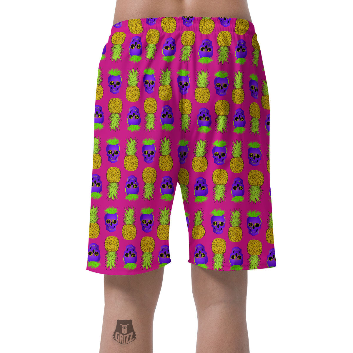 Skull Pineapple Print Pattern Men's Shorts-grizzshop