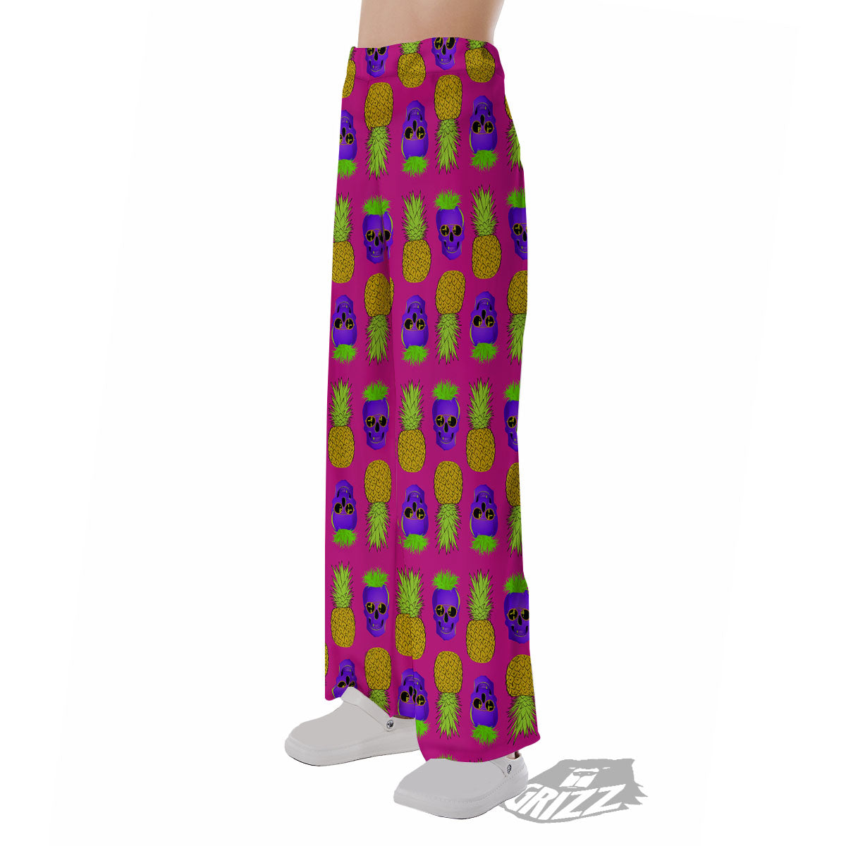 Skull Pineapple Print Pattern Pajama Pants-grizzshop