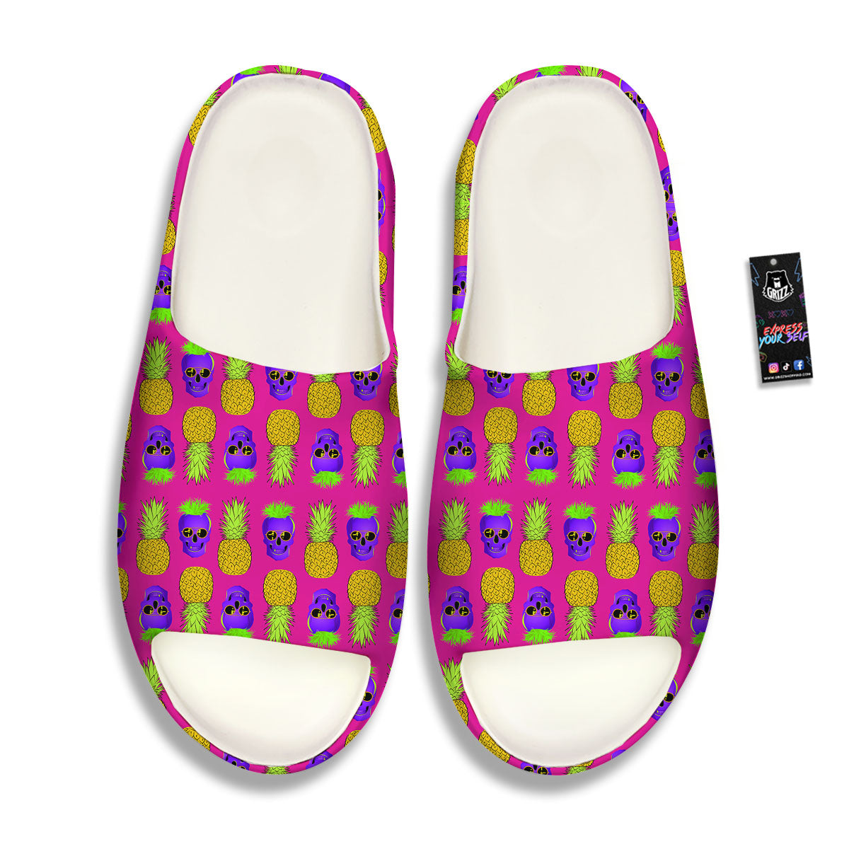 Skull Pineapple Print Pattern Sandals-grizzshop