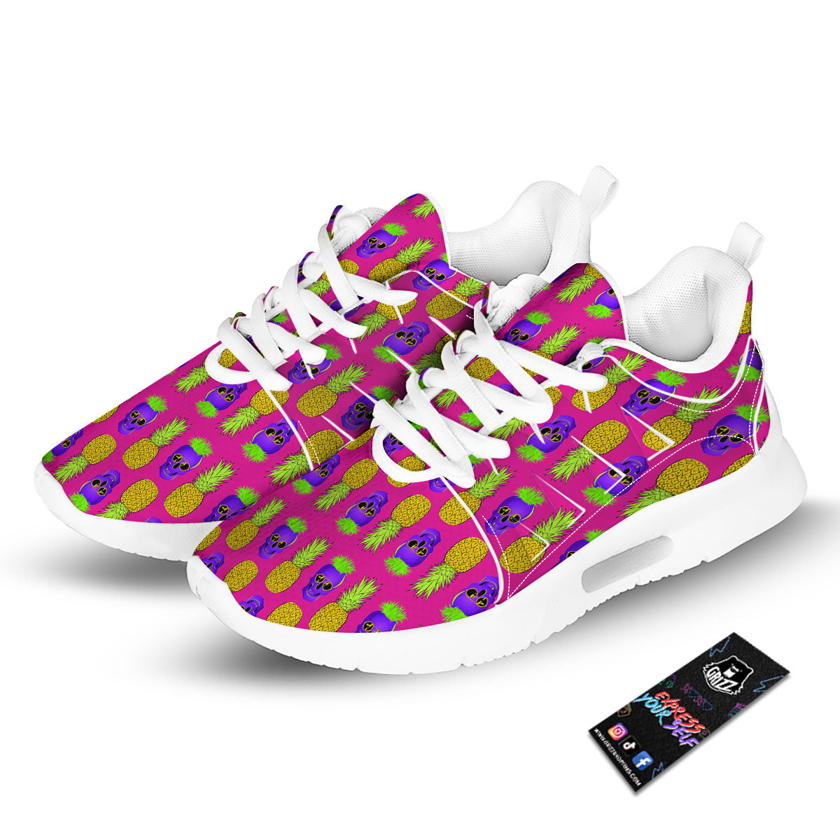 Skull Pineapple Print Pattern Tennis Shoes-grizzshop