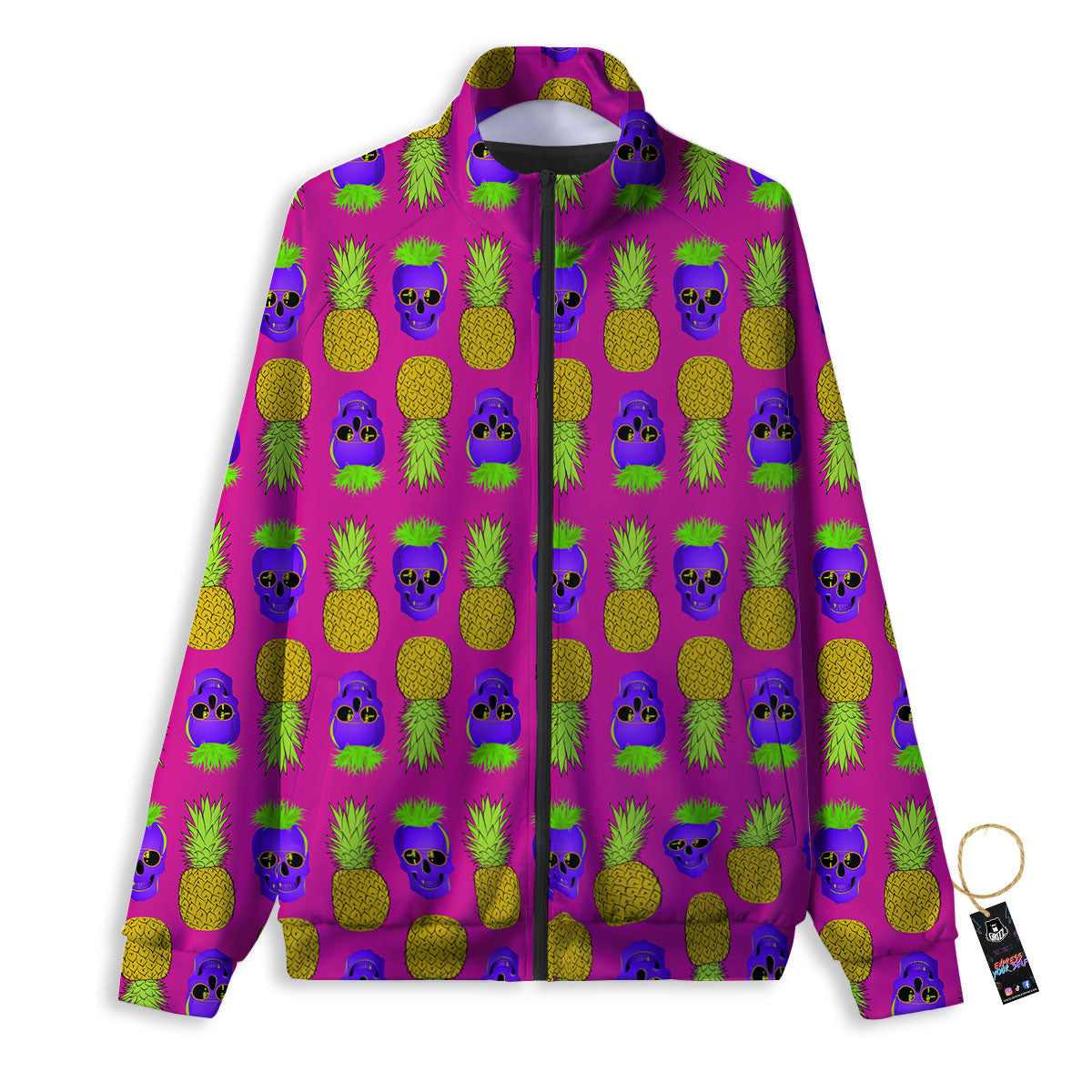 Skull Pineapple Print Pattern Track Jacket-grizzshop