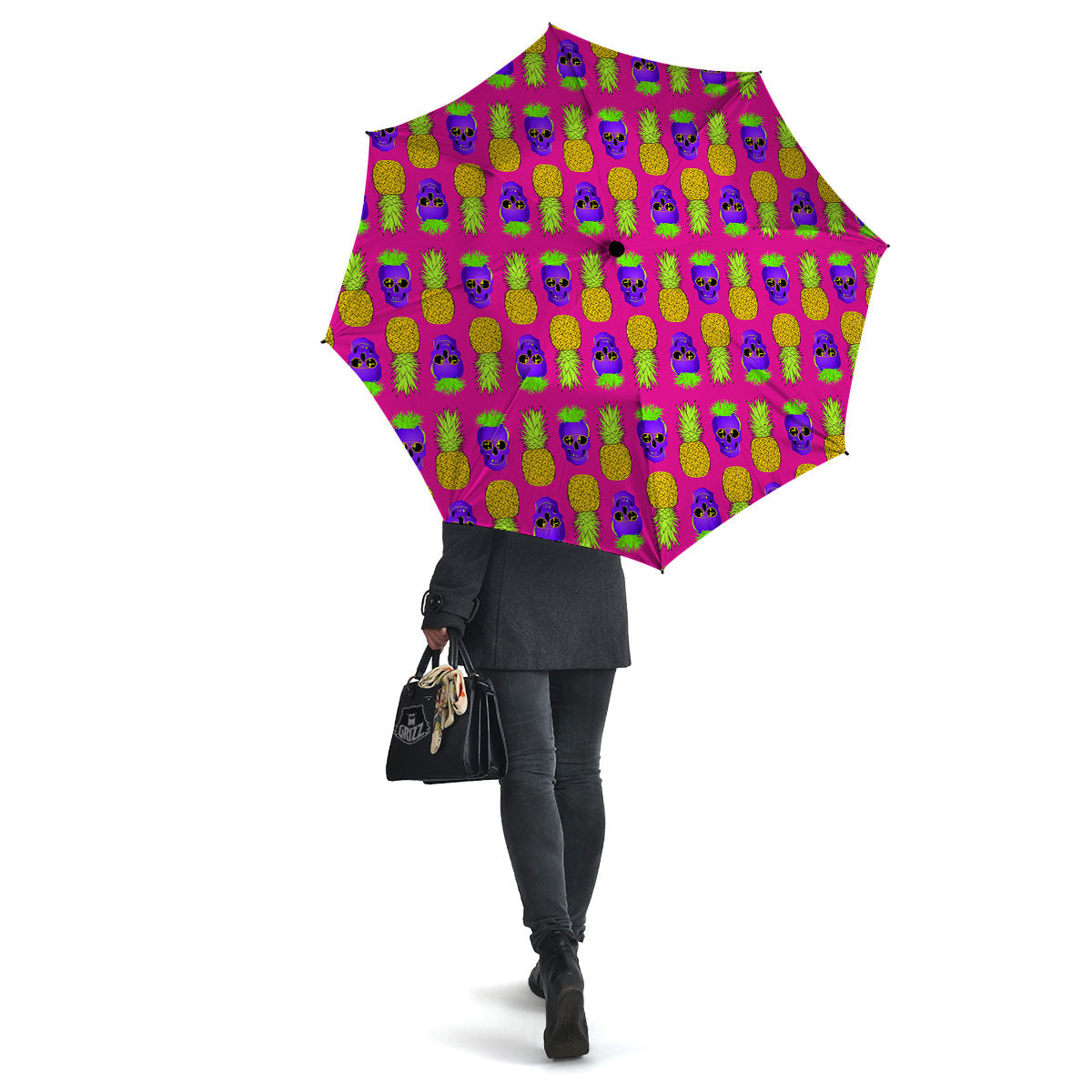 Skull Pineapple Print Pattern Umbrella-grizzshop