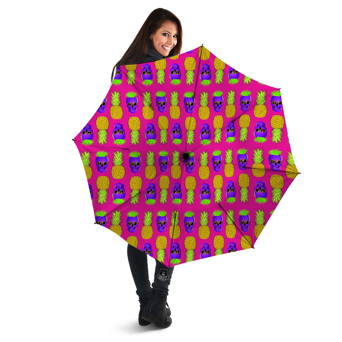 Skull Pineapple Print Pattern Umbrella-grizzshop