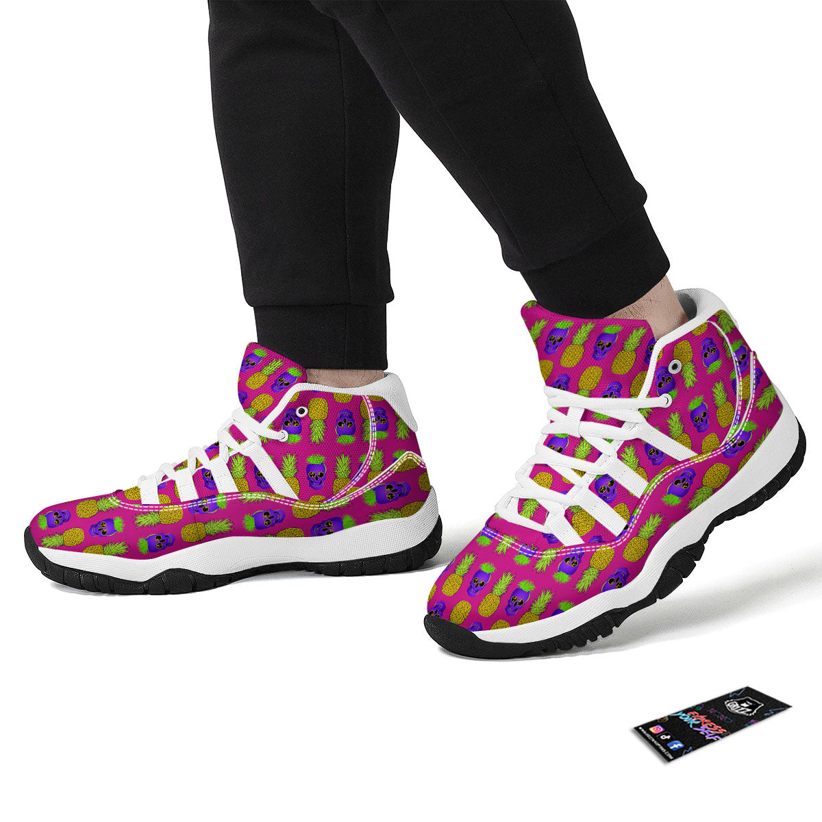 Skull Pineapple Print Pattern White Bball Shoes-grizzshop