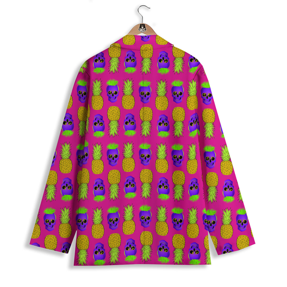 Skull Pineapple Print Pattern Women's Blazer-grizzshop