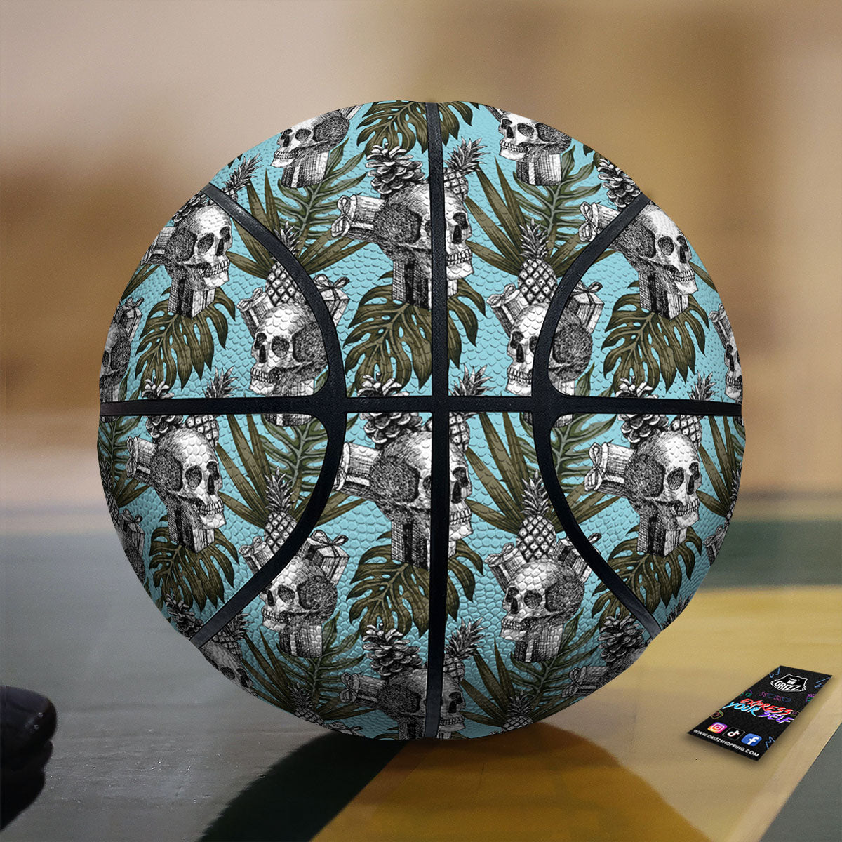 Skull Pineapple Tropical Print Pattern Basketball