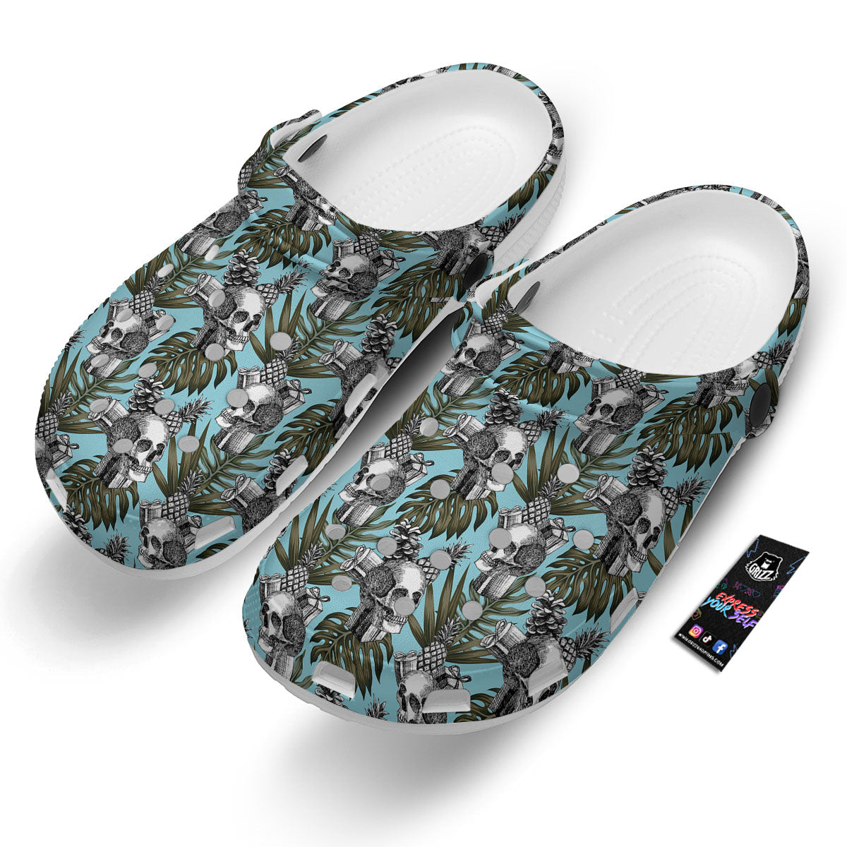 Skull Pineapple Tropical Print Pattern Clog-grizzshop